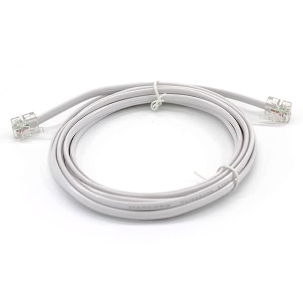 NY 15 METER TELEFON FÖRLÄNGNINGSSLADD KABEL TRÅD VIT RJ11 MODULÄR