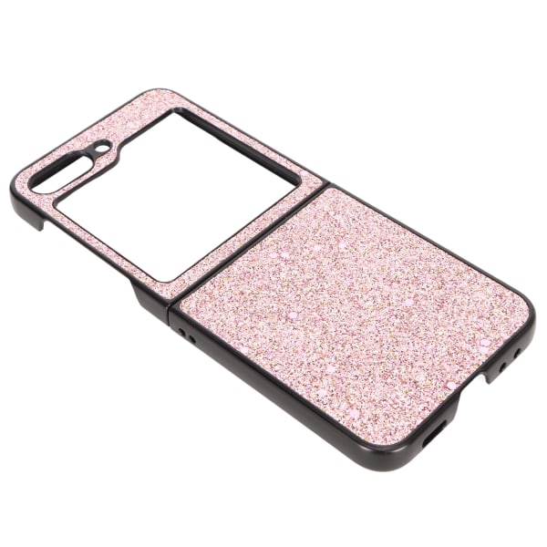 Flip Phone Case Stilfuldt ABS Anti Fall Nøjagtighed Åbning Beskyttende Flip Phone Case til Z Flip 5 Pink Glitter