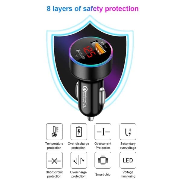 Billader USB-C 6A 36W Power Delivery Quick Charge 3.0—pa