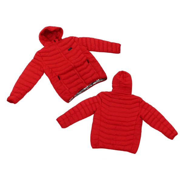 11 områder Opvarmet jakke Udendørs USB Elektrisk Varme Jakker Warm Sprots Thermal Coat Tøj Opvarmelig bomuldsjakke til mænd Rød L