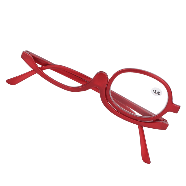 Forstørrende sminkebriller Enkeltglass Roterbare Fasjonable øyesminkebriller for kvinner Rød(+3,00 )