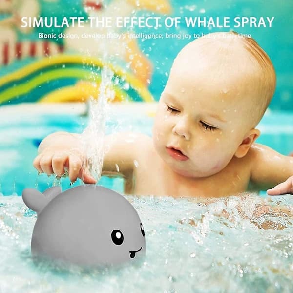 Babybadelegetøj, hval automatisk sprayvand badelegetøj med LED-lys, induktionssprinkler badekar bruselegetøj til småbørn