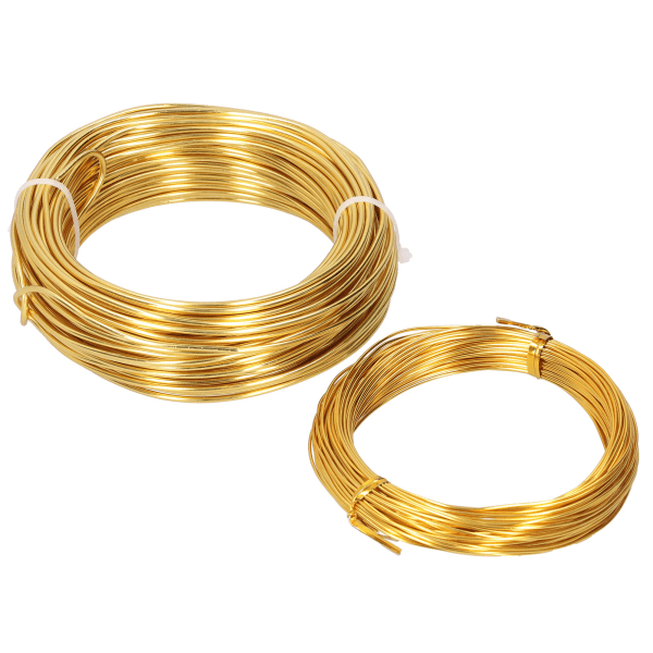 2 ruller 1,0 mm 2,0 mm aluminium DIY smykker håndværkstråd Fleksibel blomstersmykker tråd guld