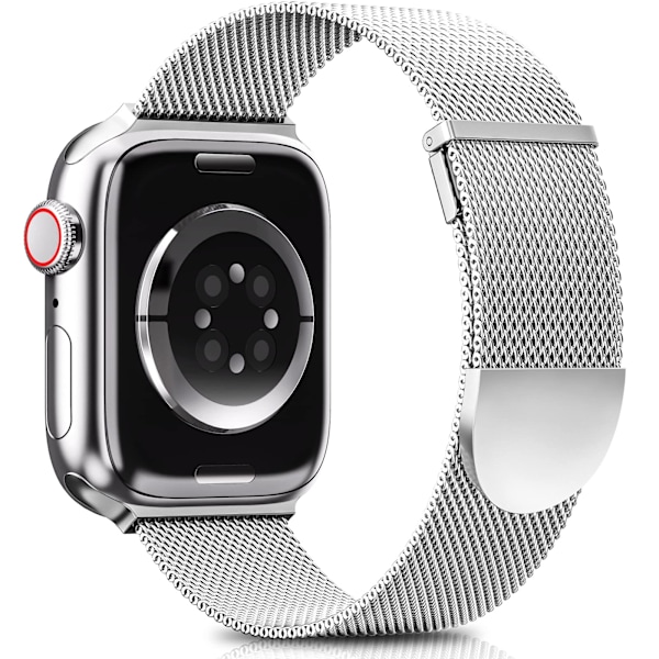 Apple Watch-armband 41mm 40mm 38mm Dam Herr - Dubbelt magnetiskt justerbart ersättningsband - Fashion Metal Strap Silver