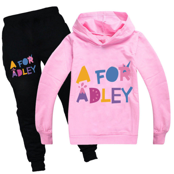 Kids A för Adley Print Träningsoverall Setit Pojkar Flickor Sweatshirt pinkki 130/6-7 vuotta