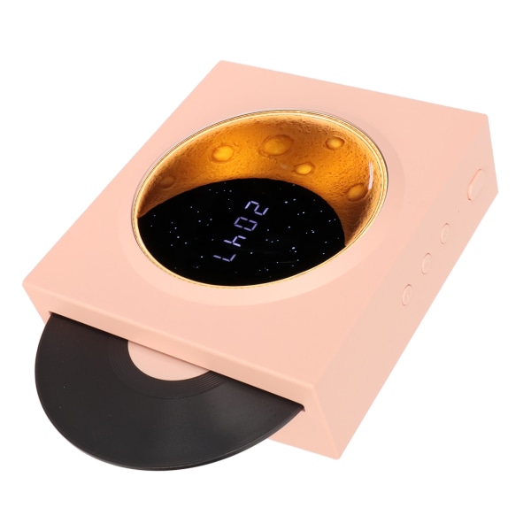 Retro Bluetooth højttaler vækkeur Vintage pladespiller stil med Moon Star Night Light til soveværelse indretning Pink