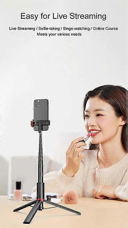 Selfie Stick, Integreret Tripod, 150cm Teleskopstang, Sort