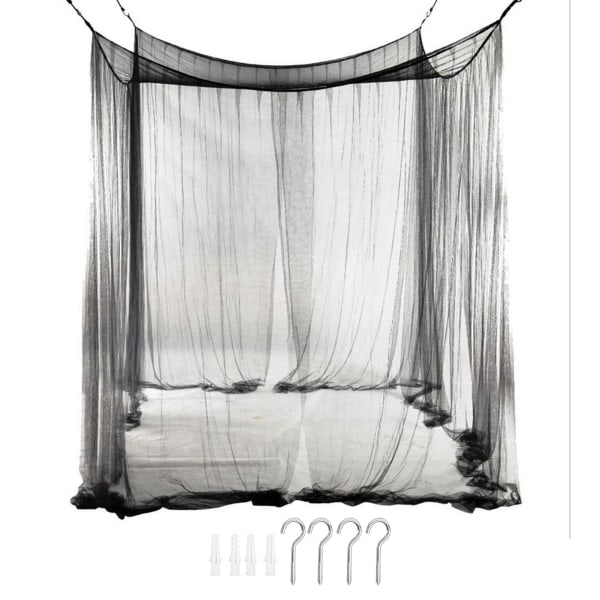 Bug Bed Net Black Lett Vekt Senge Net Exquisite 4 Corners Bed Canopy Net for innendørs utendørs