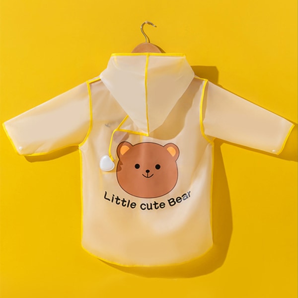 Regnjacka för barn Barn Regnjacka EVA Regnkappa med huva Vattentät vindtät för flickor Pojkar Toddler Baby Yellow Bear M