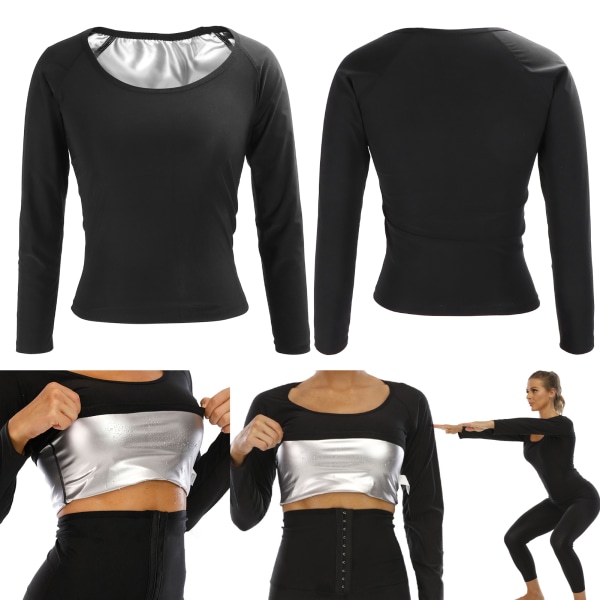 Kvinder Sport Slankende Saunaskjorte Polyurethan Svedforbedrende Slankende Body Shapewear2XL/3XL