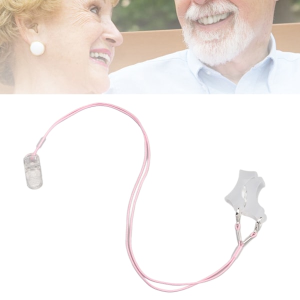 Høreapparatklemme forhindrer tap av gjennomsiktig klemme Rosa ledning Bærbare høreapparatstropper Stort dobbelt øre