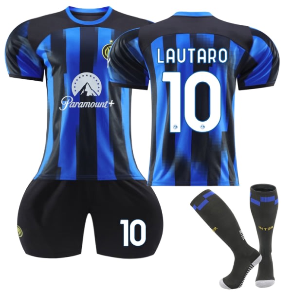 2023-2024 Internazionale Milano Hjem Fotballskjorte for barn nr. 10 Lautaro 16 16
