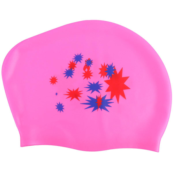 Stjernemønster Simmössa Silikon Vattentät Simbassänghatt Långt hår Øronbeskyttelse Badmössor For Kvinders Kvinder (himmelsblå) Pink 24,5X20cm