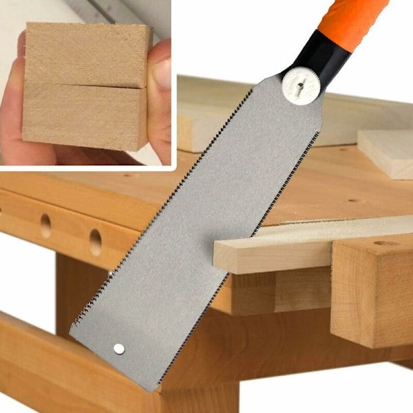 Ryoba såg japansk dubbelsidig handsåg - utbytbart sågblad med flexibelt blad för träbearbetning, orange