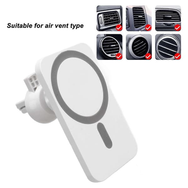Magnetisk Trådløs Biloplader 15W Hurtig Opladning 360 Graders Rotation Luftventil Telefonholder Solid Normal