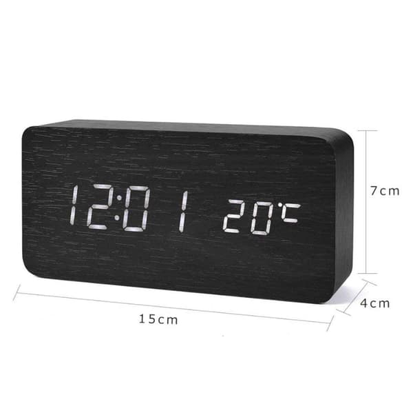 Digital LED Väckarklocka i Trädesign - Svart / Vit