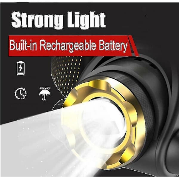 990000lm LED Hodelykt Oppladbar Hodelykt Zoombar Hodelykt