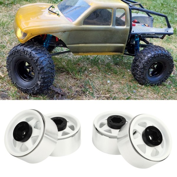 4 stk. Beadlock Hjulfælg offset?8,9 mm Metal Deep Dish Hub Hjulfælge til Axial SCX10 90046 1,9 tommer hvid