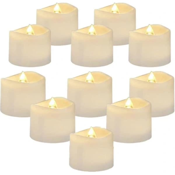 12-pack Flameless LED Tea Lights with Timer & Flickering Flame