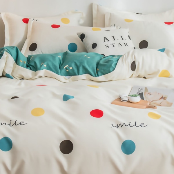 Hudvänligt cover Förtjockad polyester Mjukt borstat cover Quilt Sängkläder för sovsal Färgglada prickar 150x200cm