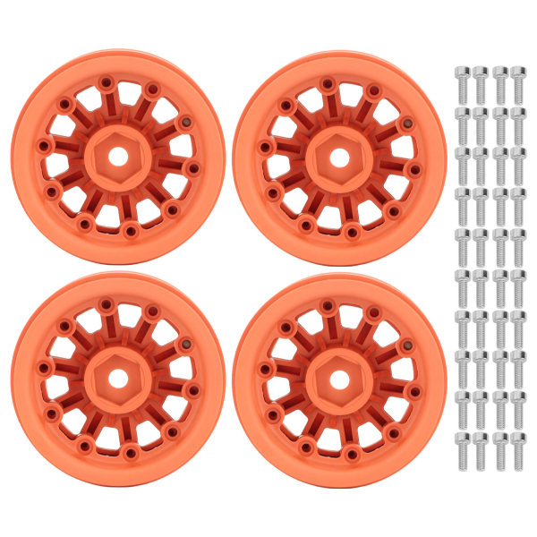 1,9 tums hjulfälgar RC Beadlock Wheels Fälgar för Axial SCX10 för Traxxas 1/10 RC Crawler Cars Orange