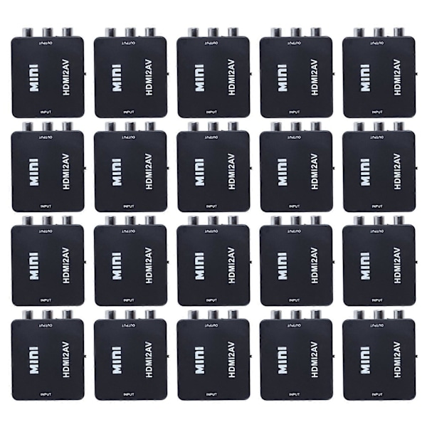 20X MINI til 3RCA CVBS Kompositt Video AV Konverter Adapter TV PS3 VHS VCR DVD Svart.pa