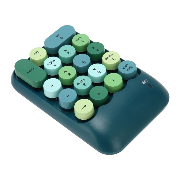 2,4 GHz trådløst numerisk tastatur 18 taster Retro farve runde tastaturer Mini numerisk tastatur med USB-modtager til bærbar Mørkegrøn farve