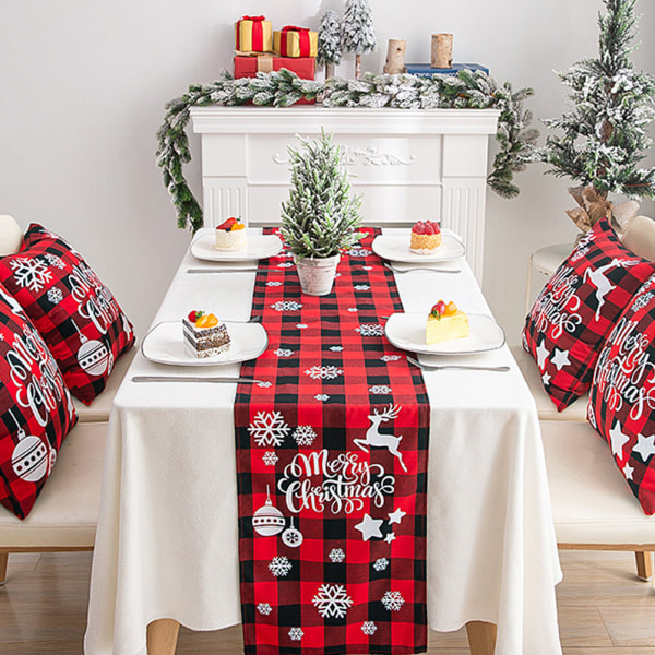 Julebordløber Ternet bordløber Spisebordsløber til julebordpynt Familiemiddage eller sammenkomster