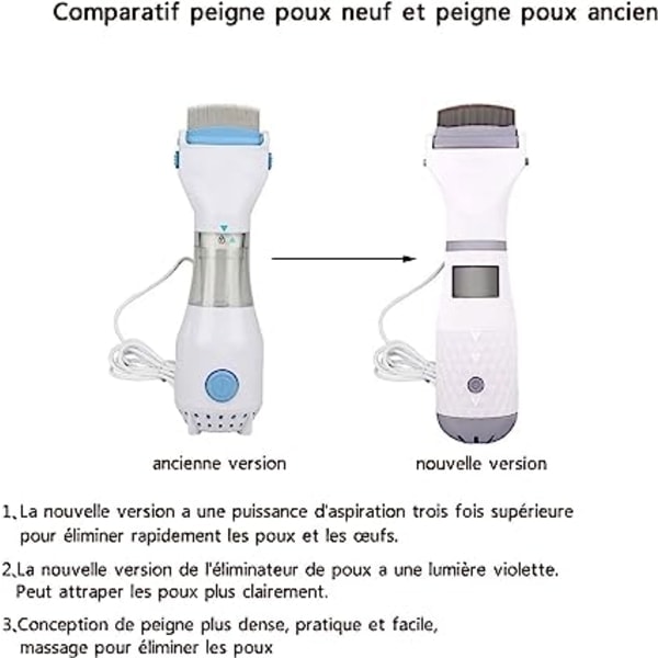 Elektrisk luskam, støvsuger med tre filtre til børn og kæledyrs hår, professionelt rengøringsværktøj til lus SQBB