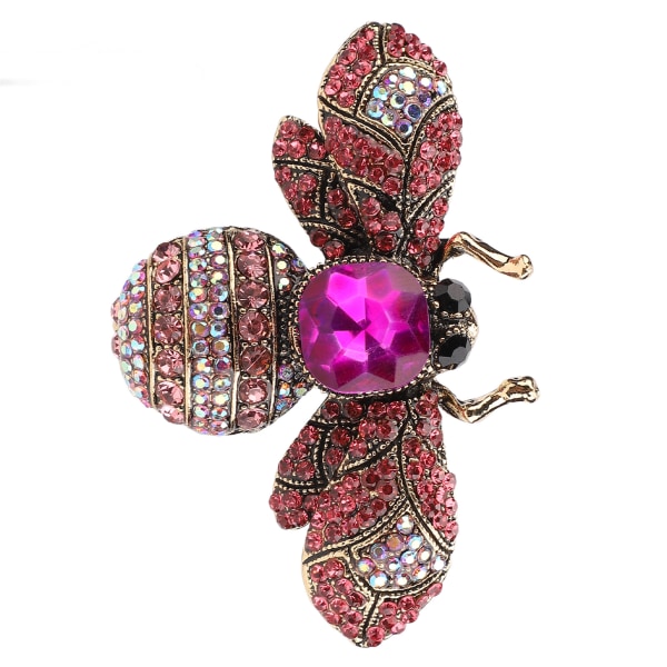 Rintakoru Korut Retro Bee Shape Lejeerinki Houkutteleva Koristeellinen Strasseja Pin Ornament Takki Puku Ruusunpunainen