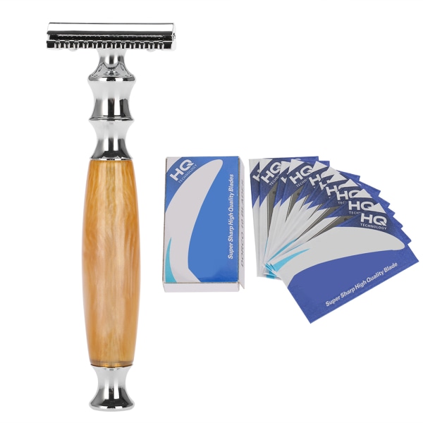 Rustfrit stållegering til skægformende skabelon overskægbarberingssæt Gul barberkniv + blade
