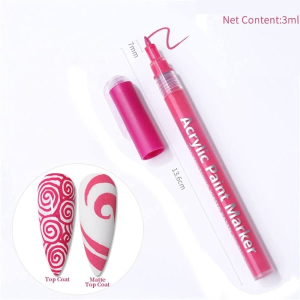 Neglelakpen Nail Art Tegnepen ROSE RED Rose Red Rose Red