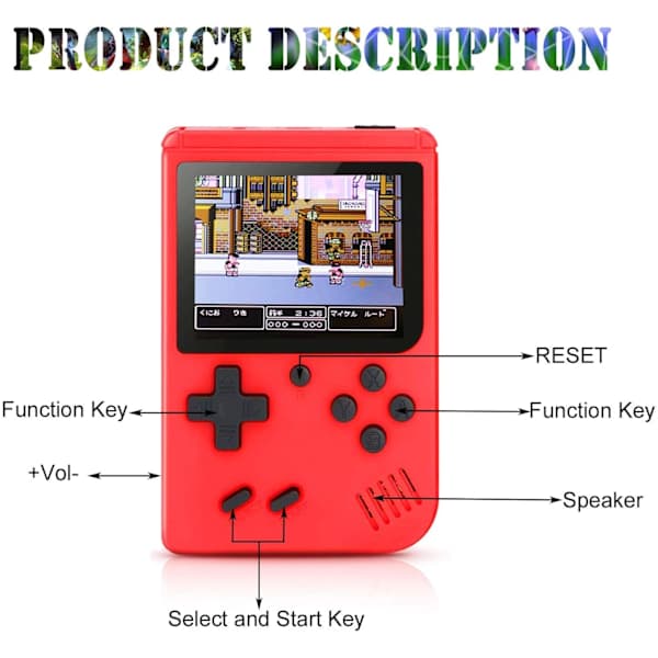 Small Handheld Game Console - 400 Classic FC Games - 20 mAh Rechargeable Battery