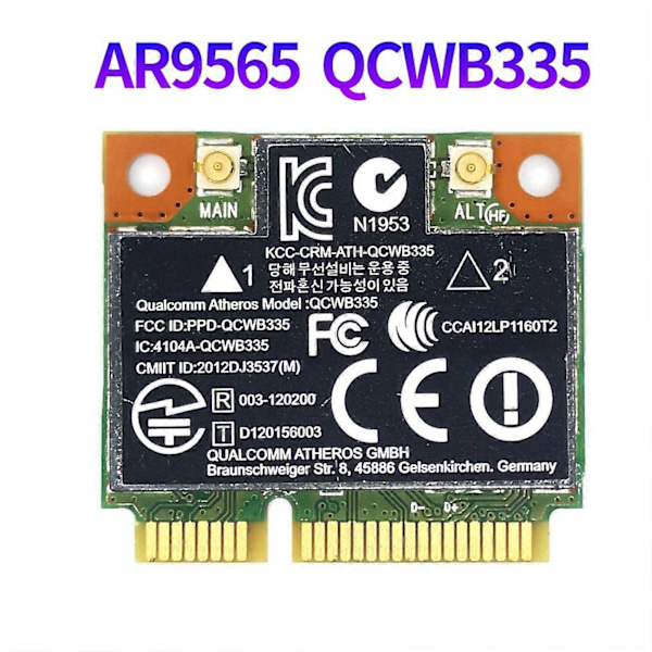 AR9565 WiFi Kort QCWB335 Mini PCIE Bluetooth 4.0 150Mbps 2.4G til XP Win7 Win8 Linux System.pa