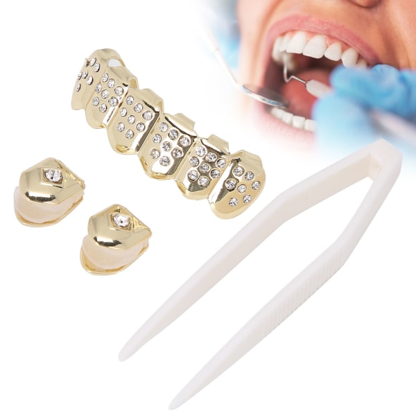 Plating tænder brace sæt moderigtigt metal guld tænder dekoration smykker til Halloween PartyGold