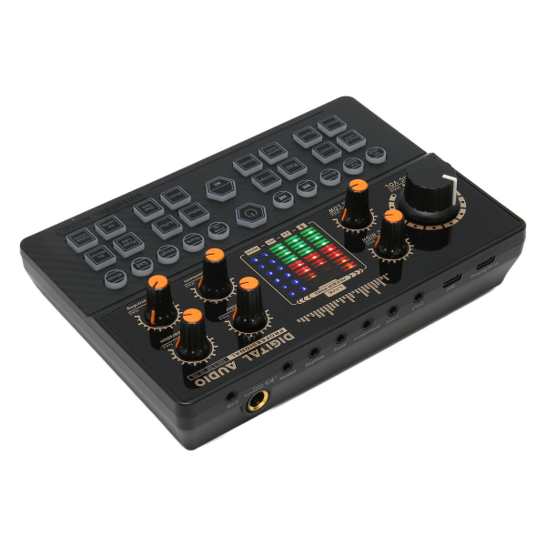 Mini Sound Mixer Board Intelligent Noise Reduction Bluetooth Wireless Live Sound Card Voice Changer for Live Streaming Black