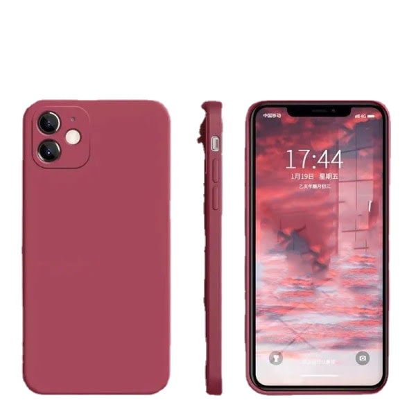 Altomfattende faldsäkert farvet iPhone 12 mobiltelefonfodral rød Apple 12Promax