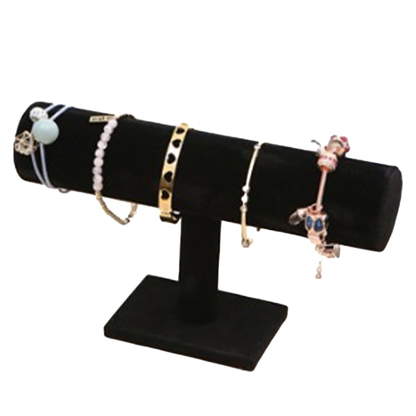 T Bar Armbandshållare Flanell Utseende Delikat Modern Watch Display Stand Smycken Display Svart