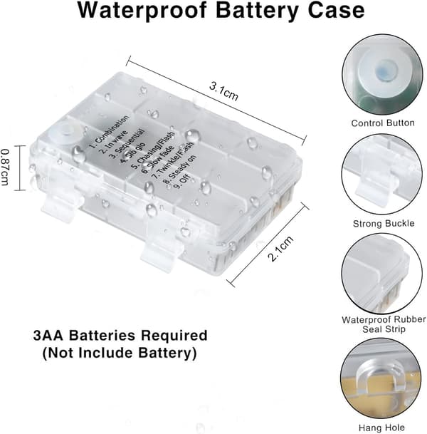 10m 100 LED Batteridrevne Lys String Vandtæt