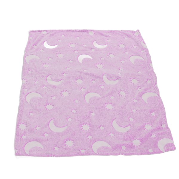 1,5x2m lysende tæppe dobbeltsidet flannel Star Moon Design blødt lys i mørke tæppe til børn Lilla