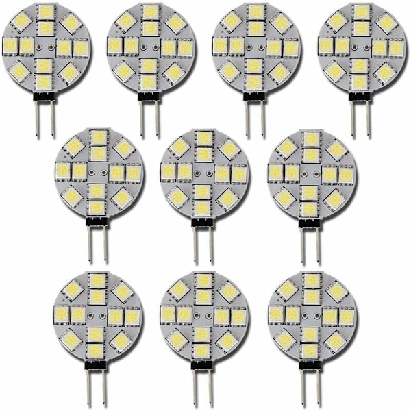 Paket med 10 G4 LED-lampor DC 12V Icke-dimmbara Vit 6000K Ersättning för 20W Halogenlampor för Kök Husbil Husvagn Båt