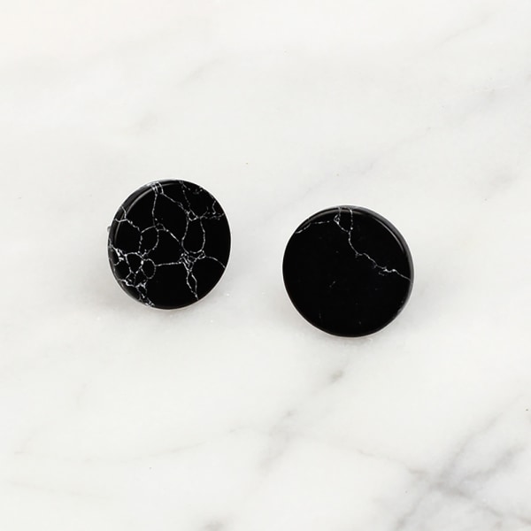 Snygga enkla marmortexturerade örhängen för kvinnor Dekorationssmycken (svart rund)