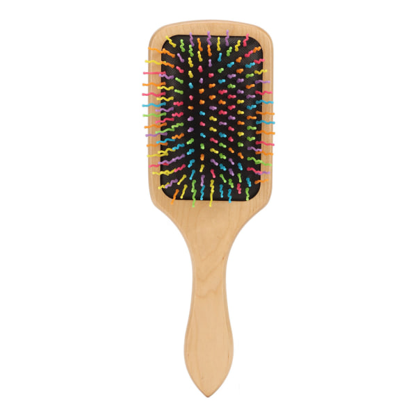 Ilmatyynykampa värikkäillä hampailla puinen kahva hierontahiusharja irrottava muotoilukampa