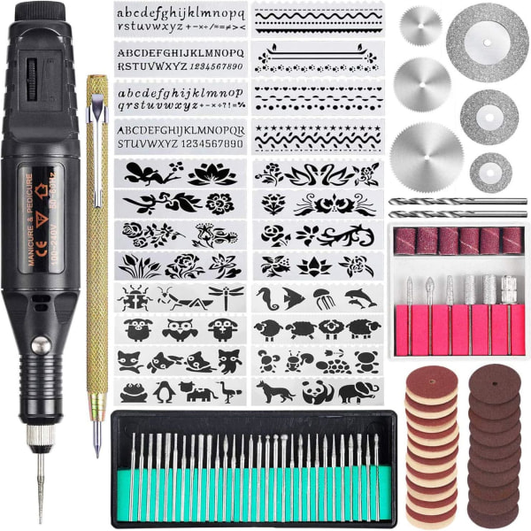 108-delars gravyrsats, multifunktionell sladdlös gravyrpenna, DIY roterande verktyg för smycken, glas, trä, metall_paris