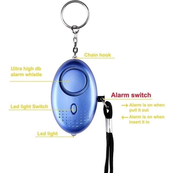 Paris Personal Safety Alarm, 5-Pack 140DB Door Key Alarm with Anti-Aggression Torch for Women, Children, Elderly