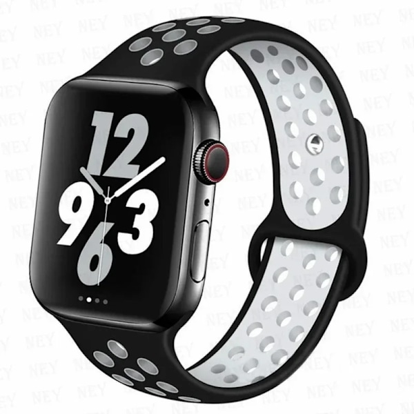 Sportrem for Apple Watch Band 45 mm 49 mm 44 mm 40 mm 41 mm 42 mm Silikonarmbånd correa iWatch Ultra 2 Series 9 8 SE 7 6 5 4 3 Svart hvit 5 Black white 5 M-L