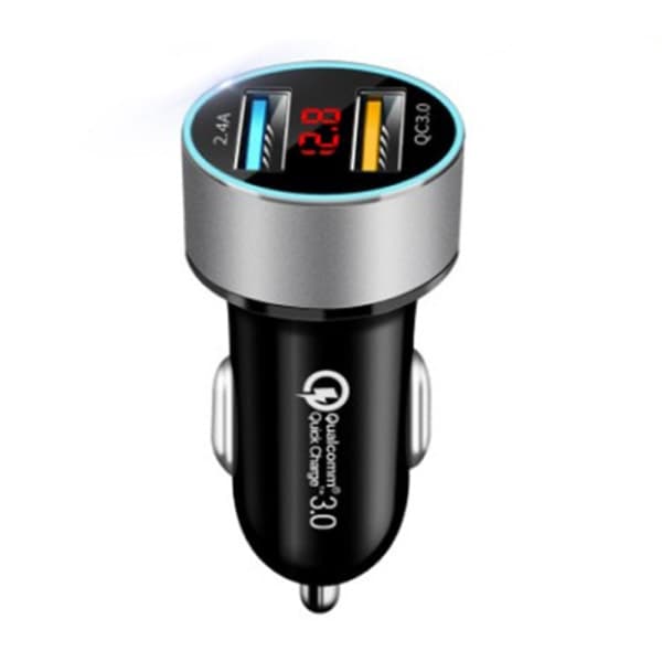 Billader Quick Charge 3.0 - Dobbel USB 5.4A/30W Hurtig Bil