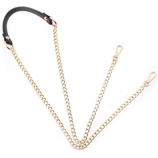 1,2 m läderrem med kedja, axelrem för crossbody, handväskekäda, lång väskekäda, avtagbar kedja för axelremmar, set för DIY-handväskor