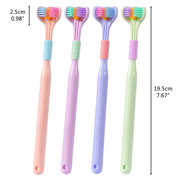 Pakke med 2 3 4 tresidede tandbørster Blød børstehår til voksne V-formet tandbørste Skridhæmmende tandbørste