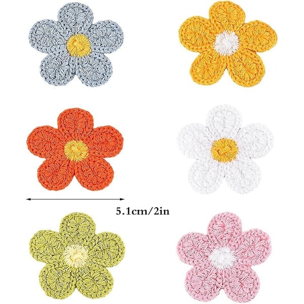24 st virkade blomapplikationer, blommor att sy på, blomdekorationer för DIY-hantverk, kläder, skor, håraccessoarer - 15 cm